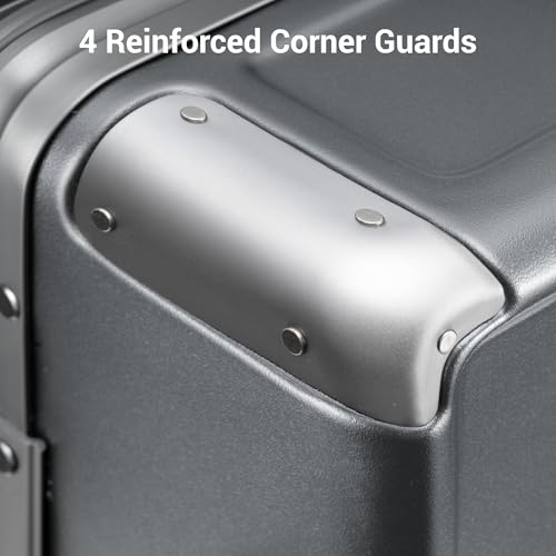 LEVEL8 Zipperless Checked Luggage with Aluminum Frame, Upgraded Medium Hardside Suitcase with Spinner Wheels, Metal Travel Luggage with Double Tsa Locks, 24 Inch, Grey - color: Grey, size: Checked 24 Inch (Upgraded)