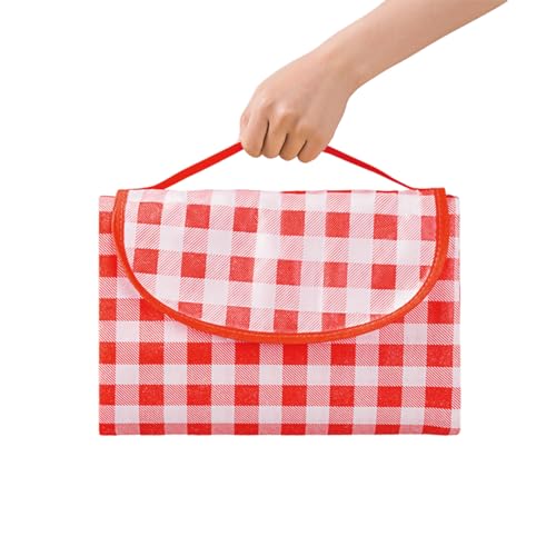 Portable Picnic Blanket, Waterproof Sandproof Foldable Outdoor Mat with Handle for Beach, Camping, Hiking, Travel, and Family Concerts, Red - color: Red