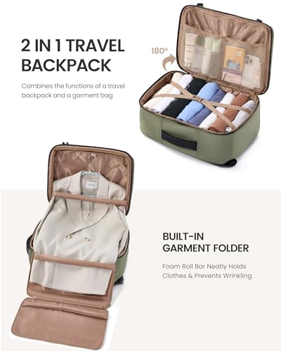 LOVEVOOK Travel Backpack for Women Men with Garment Bag, 50L Carry on Backpack as TSA Personal Item Flight Approved, Luggage Daypack Fits 17.3" Laptop, Overnight Business Weekender Travel Essential - color: White Apricot, size: 50L-18.3 Inch-4Pcs
