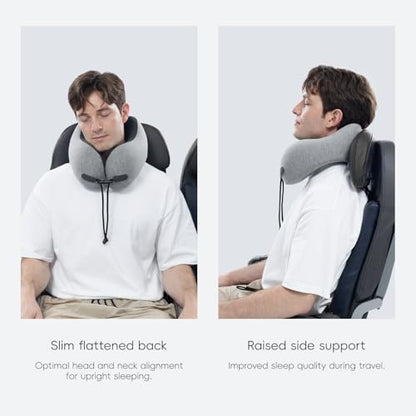 urnexttour Neck Pillow for Travel Memory Foam Design Models Pillows with Zero Eye Pressure 3D Eye Mask and Compact Bag Traveling Essentials Plane Car Flight Rest Sleeping Use Adult, Light Gray - color: Light Gray