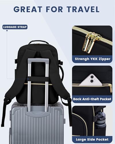 LOVEVOOK 40L Travel Backpack Flight Approved Carry on Backpack,3 Packing Cubes,Waterproof Personal Item Travel Bag,TSA Carry on Luggage Suitcase Travel Essentials,Gifts for Women & Men,fits 17" Laptop - color: Black-black, size: Large-40L-4Pcs