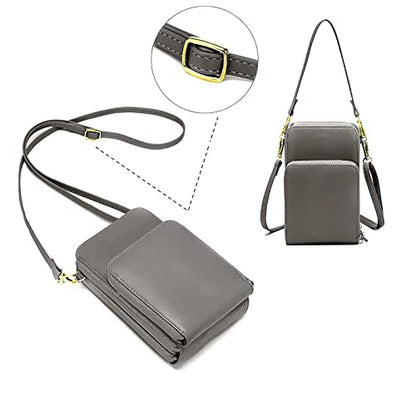 Crossbody Cellphone Purse Women Touch Screen Bag RFID Blocking Wallet Handbag Shoulder Strap - color: Grey-medium, size: Small