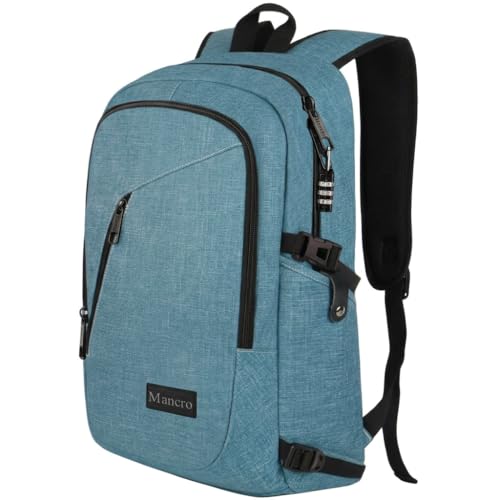 Mancro Laptop Backpack Business Water Resistant Laptops Backpack for Men Women(Blue, 15.6 inch) - color: Crest Blue, size: 15.6 inch
