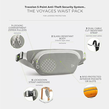 Travelon Anti-Theft The Voyages Waist Pack - color: Granite