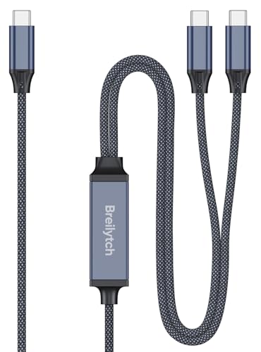 4FT 2-in-1 USB C to Dual USB C Cable, 140W USB C Splitter Cable for MacBook Pro, Intelligent Power Distribution 100W+40W or 65W+65W, Fast Charging Cord for Laptop, Tablet, Phone (Nylon Braided) - size: 4FT