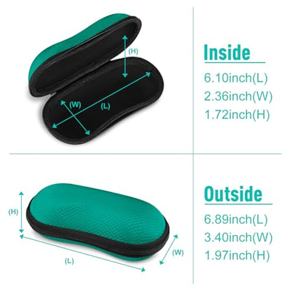 FINTIE Sunglasses Case, Hard EVA Shell Shockproof Sport Glasses Case with Metal Carabiner Travel Zipper Eyeglasses Holder - color: Green