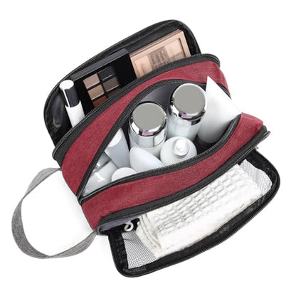 Yeiotsy Men's Travel Toiletry Bag – Small Dopp Kit with Mesh Pockets & 3 Compartments, Durable Shaving Organizer for Gym, Camping & Weekend Trips - color: Red
