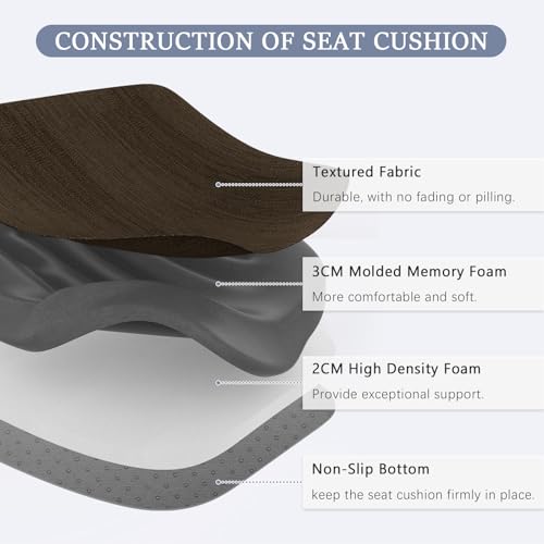 baibu Kitchen Chair Cushions Set of 4, Dual-Layer Patented Design Memory Foam Dining Chair Pads with Ties and Washable Cover, 4 Pack, 17" x 16" x 2", Dark Brown - color: Dark Brown, size: 4 Count (Pack of 1)