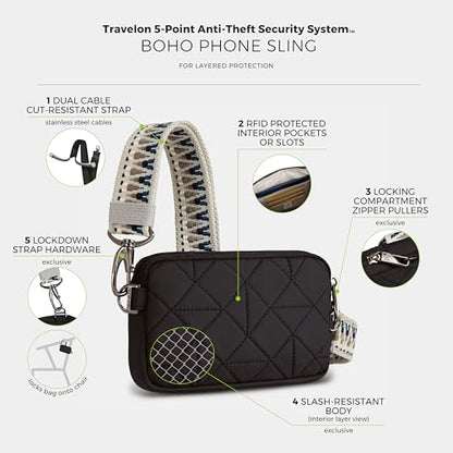 Travelon Anti-Theft Boho Phone Sling | Anti-Theft - color: Black