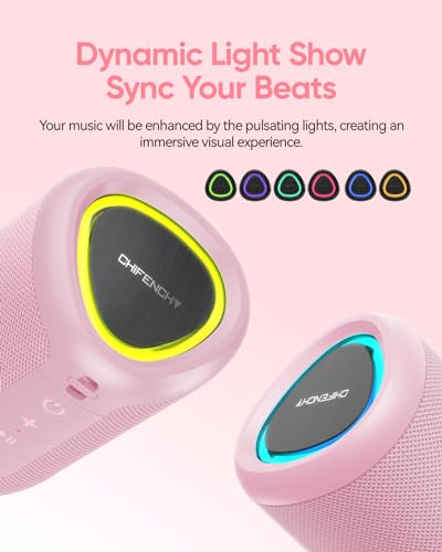 Portable Bluetooth Speaker Beach Essentials: Powerful Crystal Clear Sound/Dynamic Light/IPX5 Waterproof/All Day Playtime/Wireless BT 5.3/TWS Paring, Dad Gifts, Outdoor|Travel|Camping|Pool Accessories - color: Pink