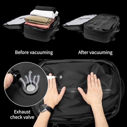 Vacuum laptop bag Compression Backpack Expandable, TSA-Approved Carry-On Water-Resistant Design for Travel with air pump (Pump included, Large) - color: Pump included