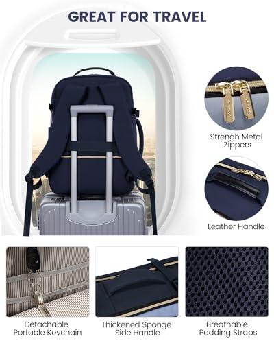 LOVEVOOK 50L Travel Backpack for Women & Men, Airline Approved Carry On Luggage with 3 Packing Cubes, TSA Overnight Bags, Waterproof Personal Item Bag, Weekender Essentials Backpacks fits 17" Laptop - color: Ink Blue-grey Blue-black, size: X-Large