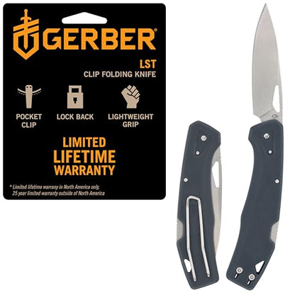 Gerber Gear LST - EDC Pocket Knife - Survival Tactical Tool for Travel, Camping & Outdoor Adventure - Lightweight & Compact Folding Knife - Stainless Steel Blade - Blue - color: Blue