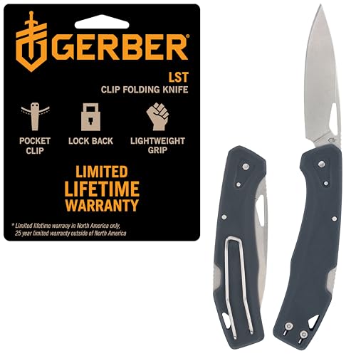 Gerber Gear LST - EDC Pocket Knife - Survival Tactical Tool for Travel, Camping & Outdoor Adventure - Lightweight & Compact Folding Knife - Stainless Steel Blade - Blue - color: Blue