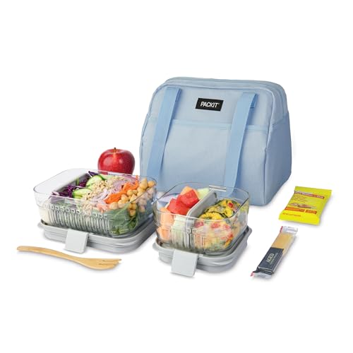 PackIt(R) Freezable Hampton Lunch Bag, Sky Blue, Built with EcoFreeze(R) Technology, Collapsible, Reusable, Zip Closure with Front Pocket and Shoulder Straps, Designed for Fresh Office Lunches - color: Sky Blue