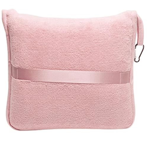 BlueHills Premium Soft Long Travel Blanket Pillow for Tall Airplane Flight Blanket 70 X48 inch Throw in Soft Bag case with Backpack Clip Compact Large Plane 2 in 1 Combo Pink T055 - color: Pink-long-t055