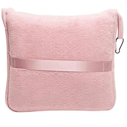 BlueHills Premium Soft Long Travel Blanket Pillow for Tall Airplane Flight Blanket 70 X48 inch Throw in Soft Bag case with Backpack Clip Compact Large Plane 2 in 1 Combo Pink T055 - color: Pink-long-t055