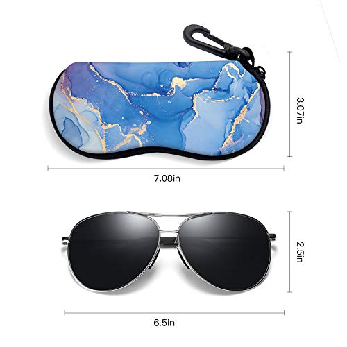 Sunglasses Soft Case with Carabiner Ultra Light Neoprene Zipper Glasses Case - color: Rebl Marble
