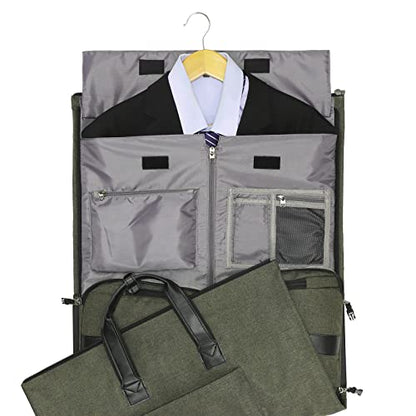 Modoker Convertible Garment Bag with Shoulder Strap, Carry on Garment Duffel Bag for Men Women - 2 in 1 Hanging Suitcase Suit Travel Bags,Forest Night - color: Forest Night
