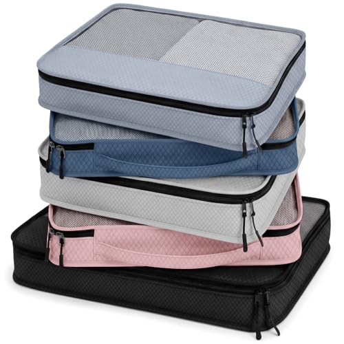 5 Pcs Packing Cubes for Suitcase Large Travel Cubes Carry on Luggage Organizer Bags for Clothes Accessories(Mixed,Morandi) - color: Morandi, size: Mixed