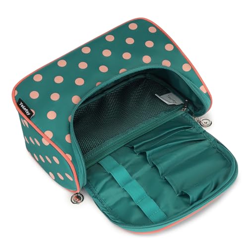 Yeiotsy Travel Cosmetic Bag for Women – Polka Dot Makeup Bag Organizer & Hanging Toiletry Bag - color: Lake Blue