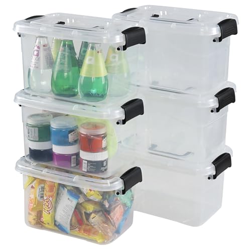 5.5 Quart Clear Small Plastic Storage Box, Latch Storage Bin, 6 Packs - color: Clear