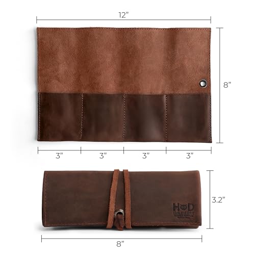 Hide & Drink, Leather Watch Roll Organizer Handmade from Full Grain Leather, Holds Up to 4 Watches, Easy Carry On Watchlover Storage (Bourbon Brown) - color: Bourbon Brown