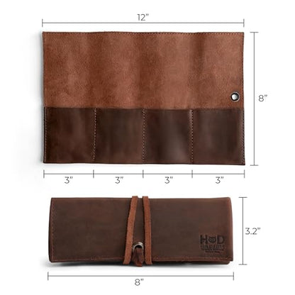 Hide & Drink, Leather Watch Roll Organizer Handmade from Full Grain Leather, Holds Up to 4 Watches, Easy Carry On Watchlover Storage (Bourbon Brown) - color: Bourbon Brown