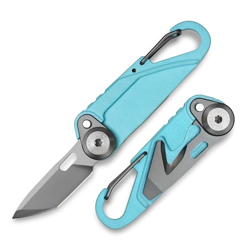 TACRAY Vinto 5-in-1 Small Pocket Knife – Ultra-Light Compact Multitool with Utility Knife, Seatbelt Cutter, Bottle Opener, Flathead Screwdriver & Keyring Attachment for Everyday Carry (Blue) - color: Blue