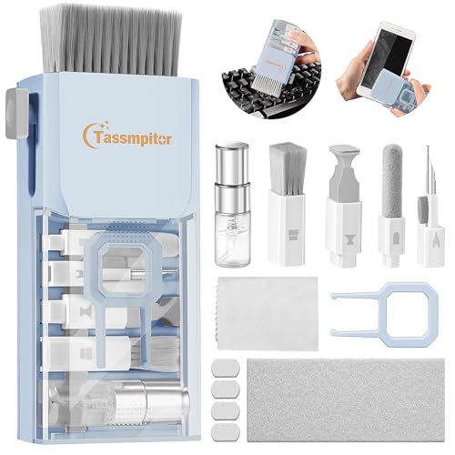 Keyboard Cleaner Laptop Cleaning Kit, Compact Keyboard Cleaning kit for Computer MacBook iPhone AirPods Pro, PC Electronic Cleaner Kit with Brush & Spray for Computer Screen, PC Camera Monitor, Blue - color: Morandi Light Blue