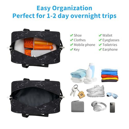 Apenze Small Gym Bag 14 inch lightweight Carry On Mini Duffel Bag for Travel Sport - Marble Black - color: Marble Black