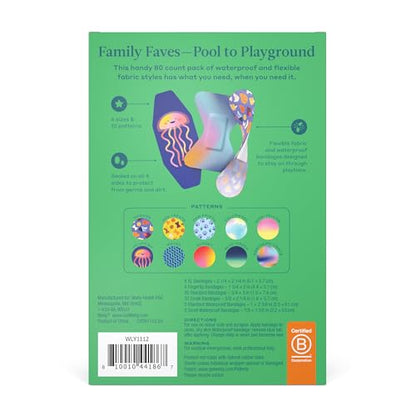 Welly Bandage Family Pack | Adhesive Flexible Fabric & Waterproof Bandages | Assorted Shapes and Patterns for Minor Cuts, Scrapes, and Wounds - 80 Count - size: 80 Count