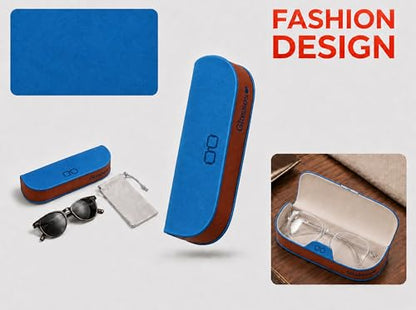 Glasses Case hard shell,3-in-1 Sunglasses Case & Eyeglass Case with Cleaning Cloth & Storage Pouch - color: Blue