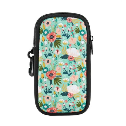 QIUTIMIY Sunglasses Soft Case Zipper Double Eyeglass Case with 2 Compartments 1 Belt Clip - color: Green Flower