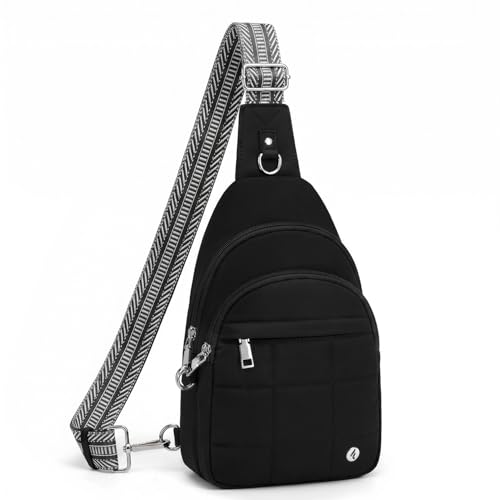 Anti Theft Sling Bag for Men & Women, Lightweight Puffer RFID Crossbody Bag for Travel, Commuting & City Walking, Hands-Free Everyday Essentials Bag Black - color: Black