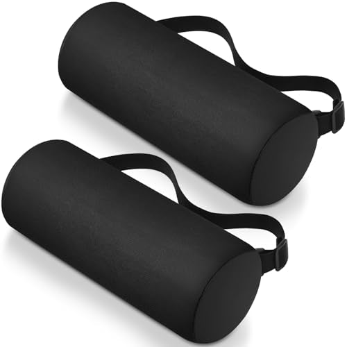 Wenqik 2 Pcs Lumbar Support Pillow Lumbar Roll Lower Pillow Office Seat Cushion with Adjustable Strap and Washable Cover for Travel Gaming Chair Car Seat Pain Relief(Black) - color: Black