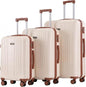 Hoteel Luggage Sets 3 Piece, 4-Year Warranty, Durable Suitcase Set with Spinner Wheels, ABS Hard Shell Lightweight Luggage with TSA Lock, Large Checked Travel Suitcases, Beige(20/24/28) - color: Beige, size: 20/24/28 inch