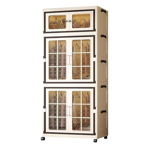SunSettler Plastic Storage Bins with Lid, Stackable Containers with Wheels, Folding Storage Boxes, Stackable Closet Organizers - size: 1+2 plus