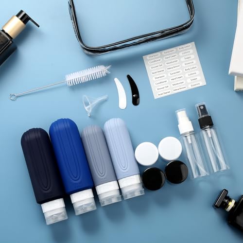 Mrsdry 16 Pack Travel Bottles for Toiletries, Oversize 6oz Silicone Travel Containers, Leak Proof Refillable Liquid Shampoo And Conditioner Travel Essentials - color: Blue