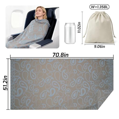 Travel Blanket Airplane - Ultra Soft & Lightweight Knit Design Compact Airplane Blanket,53x72 Inch,Stylish Travel Shawl Wraps for Flights,Office,Home Use,Travel Essentials & Gifts - color: Blue