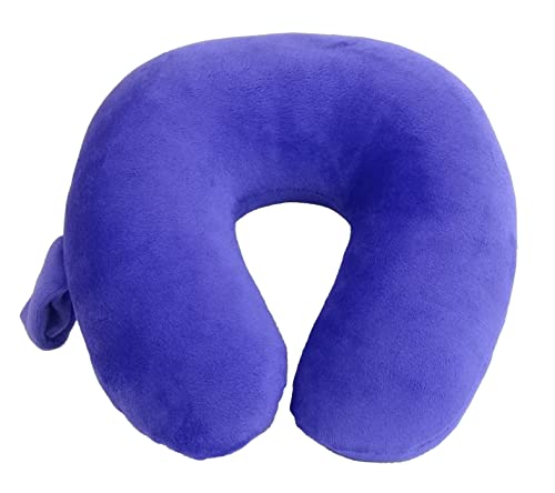 Wolf Essentials Kids Travel Neck Pillow - Cozy Soft Microfiber, Compact Design for Airplane, Car Seat, or Toddler Travel Support – Purple - color: Purple, size: Kid