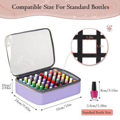 YOREPEK Extra Large Nail Polish Organizer Case Holds 96 to 100+ Bottles (15ml/0.5 fl.oz) UV lamp, Gel Polish Travel Case Bag with 2 Removable Pouches Fits Nail Suppiles, Gifts for Manicurist, Purple - color: Purple-96bottles
