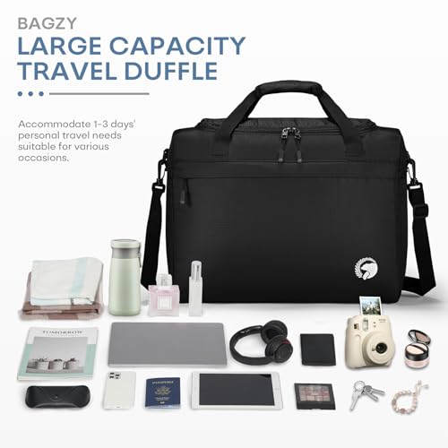 40x30x15cm Personal Item Travel Bag 16x12x6 inch Lightweight Gym Bag Foldable Duffle Bag Mens Water-resistant Weekender Bags for Women for Overnight Hospital Carry on Bags for Airplanes Black - color: Black
