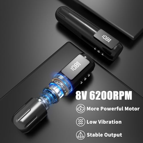 Tattoo Kit, Wireless Tattoo Gun Kit with LED Display 1600mAh Battery Rotary Tattoo Machine Kit for Beginners Complete Set with 10PCS Cartridge Needles, Ink Set, Transfer Gel and Transfer Papers