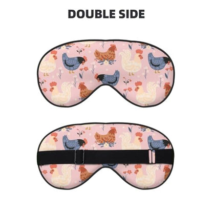 Sleep Mask Cute Chickens and Flowers Comfortable Eye Mask with Adjustable Strap Soft Eye Cover Blindfold for Travel Yoga Nap Shift Work - color: Cute Chickens and Flowers
