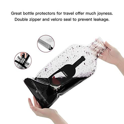 5 Pack Reusable Wine Bag for Travel Wine Bottle Protector Sleeve for Airplane Car Cruise Protection Luggage Leak-proof - color: Bottle, 5 pack