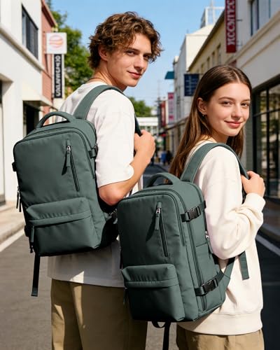 WONHOX Vacuum Seal Backpack for Travel with Air Pump Compression Daypack Personal Item Carry on Flight Approved Vacpack Laptop Space Saver Bags Storage with Vacuum System Travel Bag Women Men Green