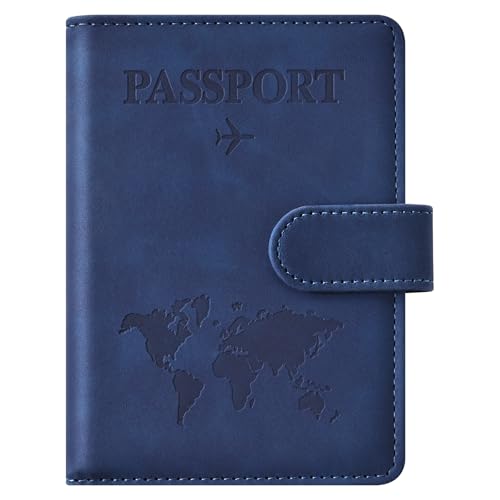 Eoehro Passport Holder for Travel Essentials, Passport Wallet Cover Case for Travel Must Haves Accessories,Passport Book Holders for Women and Men(dark blue) - color: C-magnetic clasp- dark blue, style: Magnetic Clasp