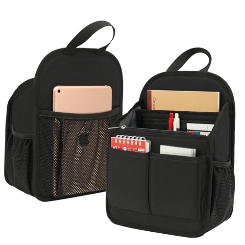 Mini Premium Rugged Backpack Purse Organizer Insert for Women Fashion Small Backpack-19 Pockets,Padded Water-repellent Nylon-Black - color: Black, size: Small