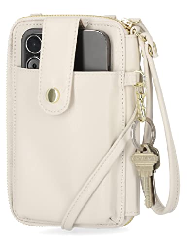 Mundi Jacqui RFID Crossbody Wallet for Women, Vegan Leather Small Travel Handbag with Phone Holder, Compact Organizer with Card Slots and Removable Strap, Vacation Purse in Birch - color: Birch